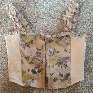 Miss Selfridge Floral Ruffle Strap Crop Top